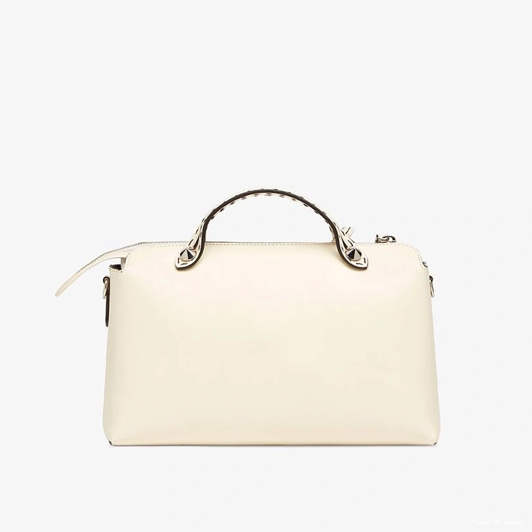 Affordable HOT Medium Fendi ROMA Way Calf White Boston Logo By Bag In The Leather 0803